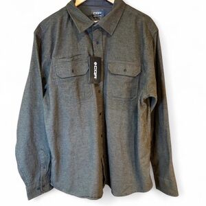 CQR Men's Utility Button-Up Shirt in Olive Gray
